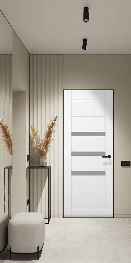 Dora Vetro Snow White Frameless Belldinni Modern Interior Door