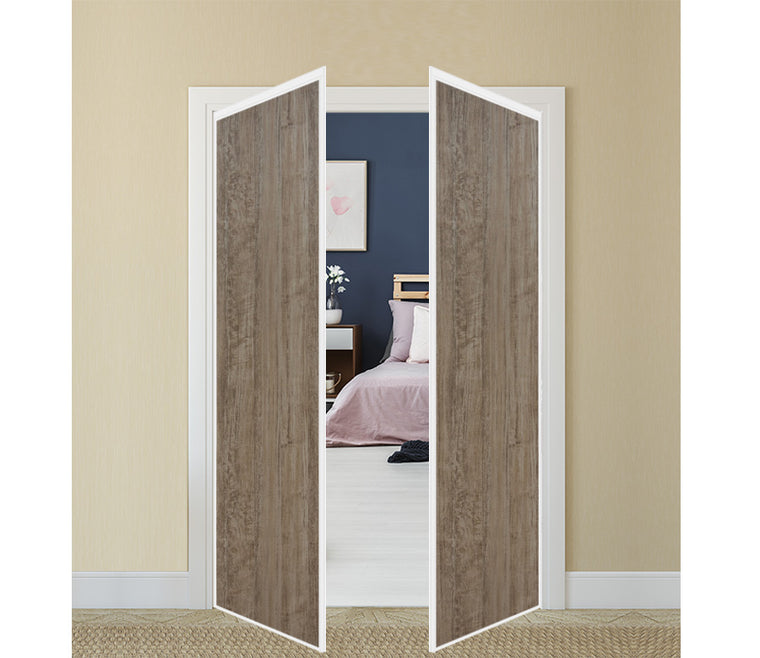 Nova Pivot Closet Doors - Style 01 | Panel Door | Swing Door | Dark Aloe Wood