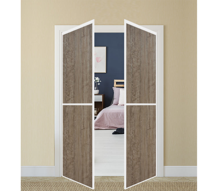 Nova Pivot Closet Doors - Style 02 | Panel Door | Swing Door | Dark Aloe Wood