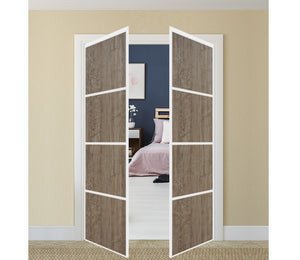 Nova Pivot Closet Doors - Style 04 | Panel Door | Swing Door | Dark Aloe Wood | Buy Doors Online