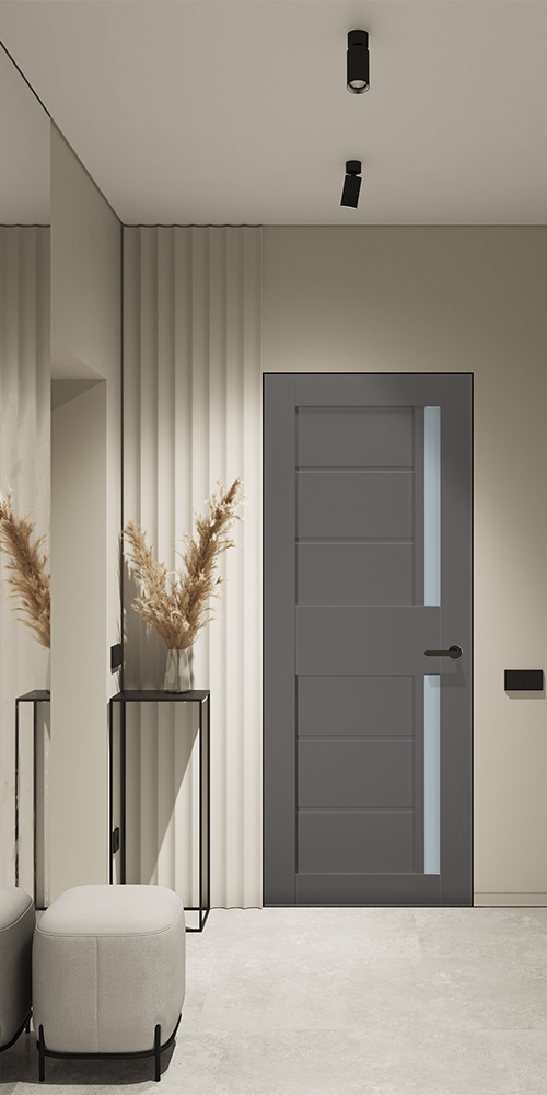 Esta Vetro Gray Matte Frameless Belldinni Modern Interior Door