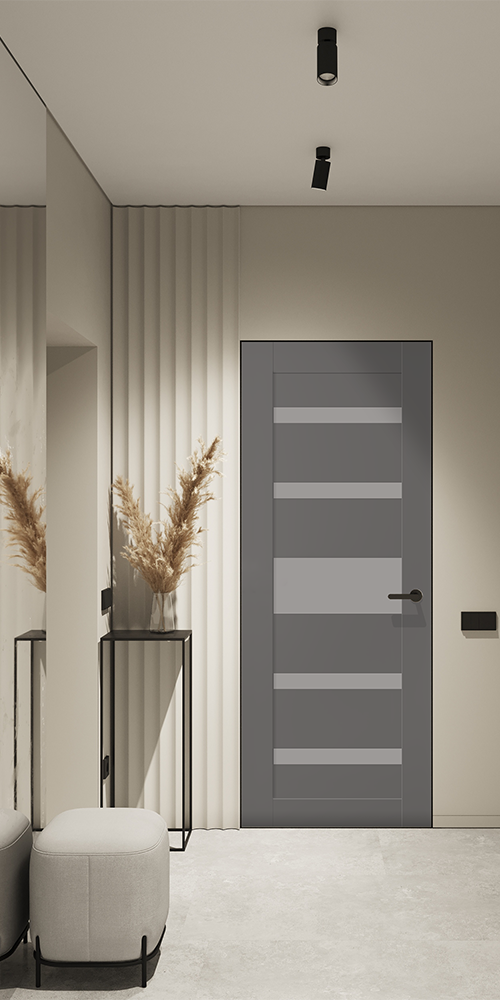 Gina Vetro Gray Matte Frameless Belldinni Modern Interior Door