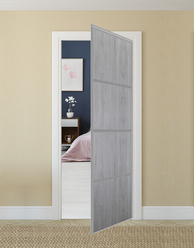 Nova Pivot Closet Doors - Style 04 | Panel Door | Swing Door | Light Grey