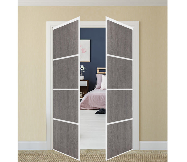 Nova Pivot Closet Doors - Style 04 | Panel Door | Swing Door | Grey