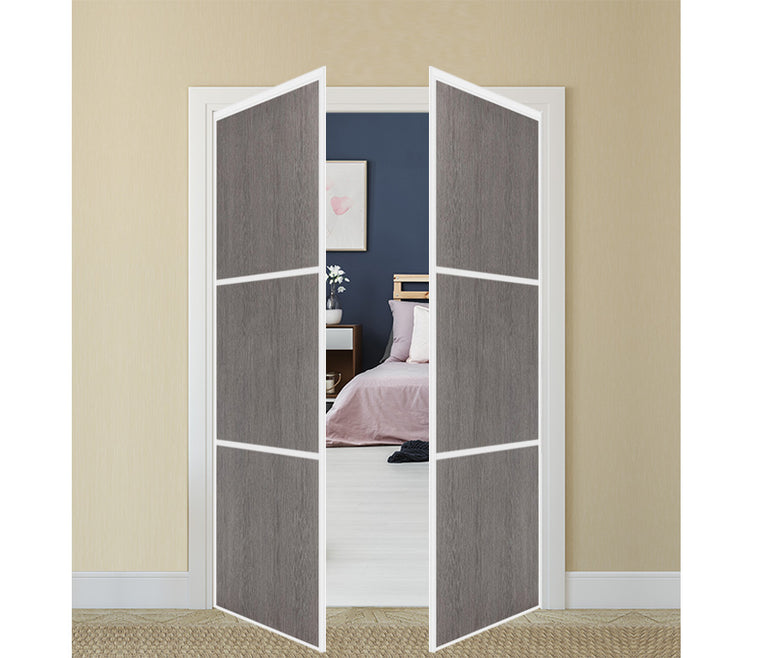 Nova Pivot Closet Doors - Style 03 | Panel Door | Swing Door | Grey