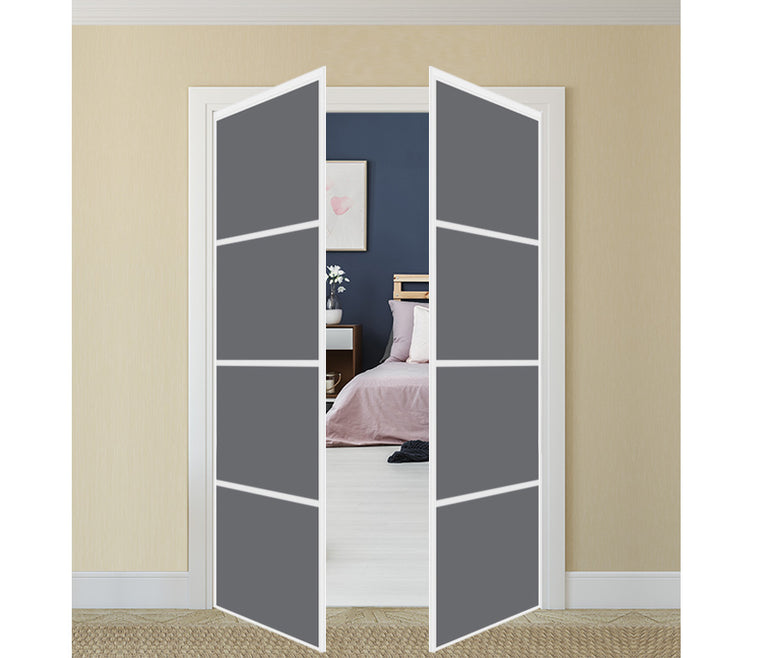 Nova Pivot Closet Doors - Style 04 | Glass Door | Swing Door | Silver Grey