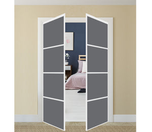 Nova Pivot Closet Doors - Style 04 | Glass Door | Swing Door | Silver Grey | Buy Doors Online