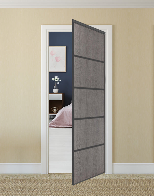 Nova Pivot Closet Doors - Style 05 | Panel Door | Swing Door | Grey