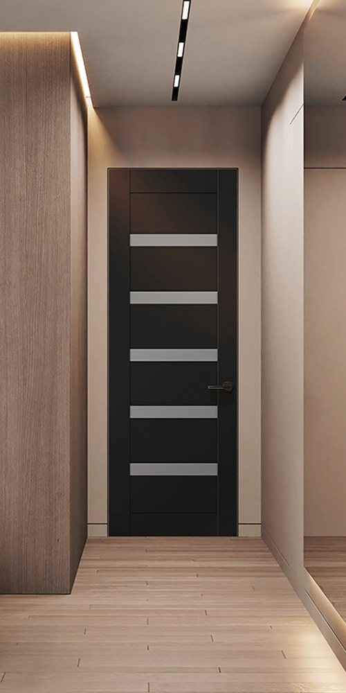 Leora Vetro Black Matte Frameless Belldinni Modern Interior Door