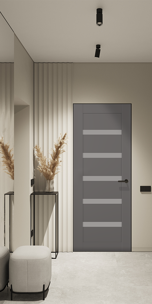 Leora Vetro Gray Matte Frameless Belldinni Modern Interior Door