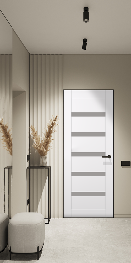 Leora Vetro Snow White Frameless Belldinni Modern Interior Door