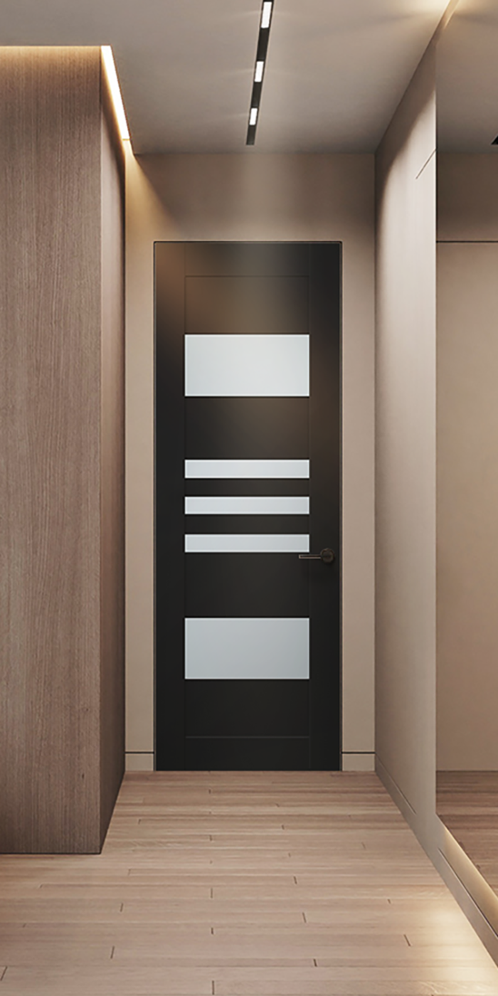 Leti Vetro Black Matte Frameless Belldinni Modern Interior Door