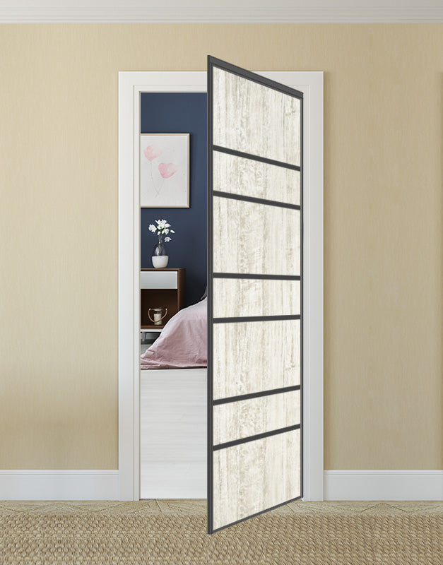 Nova Pivot Closet Doors - Style 09 | Panel Door | Swing Door | Light Aloe Wood