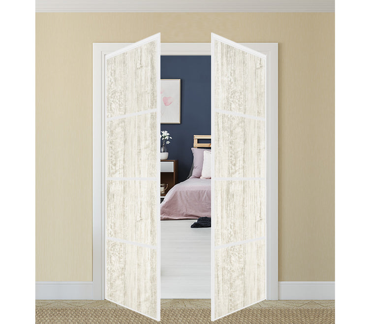 Nova Pivot Closet Doors - Style 04 | Panel Door | Swing Door | Light Aloe Wood