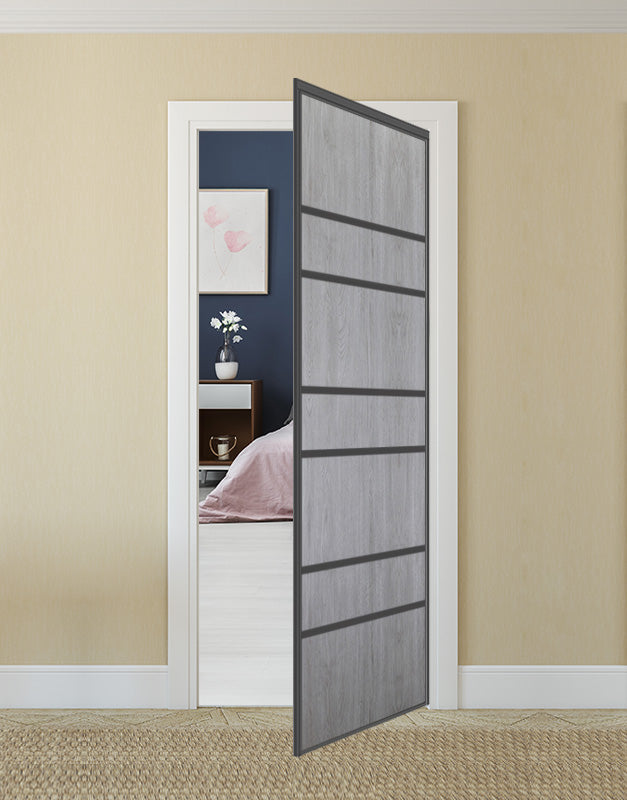 Nova Pivot Closet Doors - Style 09 | Panel Door | Swing Door | Light Grey