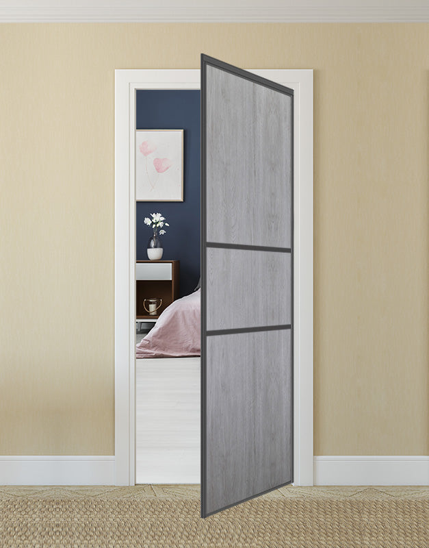 Nova Pivot Closet Doors - Style 06 | Panel Door | Swing Door | Light Grey