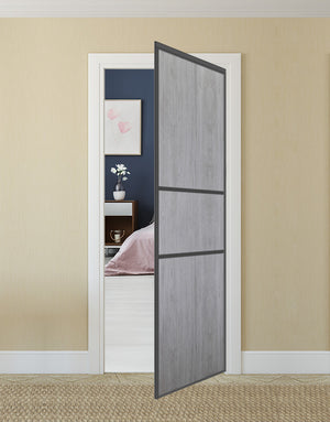 Nova Pivot Closet Doors - Style 06 | Panel Door | Swing Door | Light Grey | Buy Doors Online