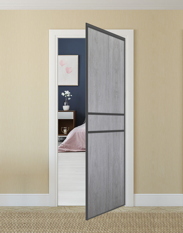 Nova Pivot Closet Doors - Style 07 | Panel Door | Swing Door | Light Grey