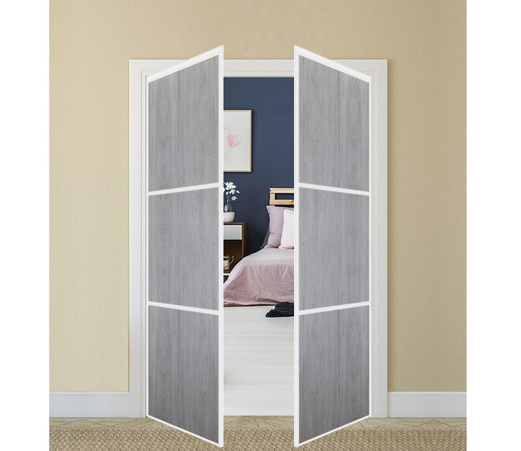 Nova Pivot Closet Doors - Style 03 | Panel Door | Swing Door | Light Grey