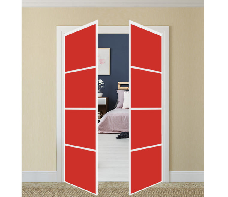 Nova Pivot Closet Doors - Style 04 | Glass Door | Swing Door | Light Red