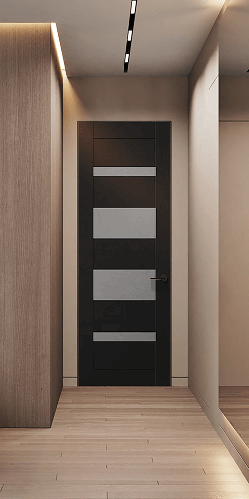 Mirella Vetro Black Matte Frameless Belldinni Modern Interior Door