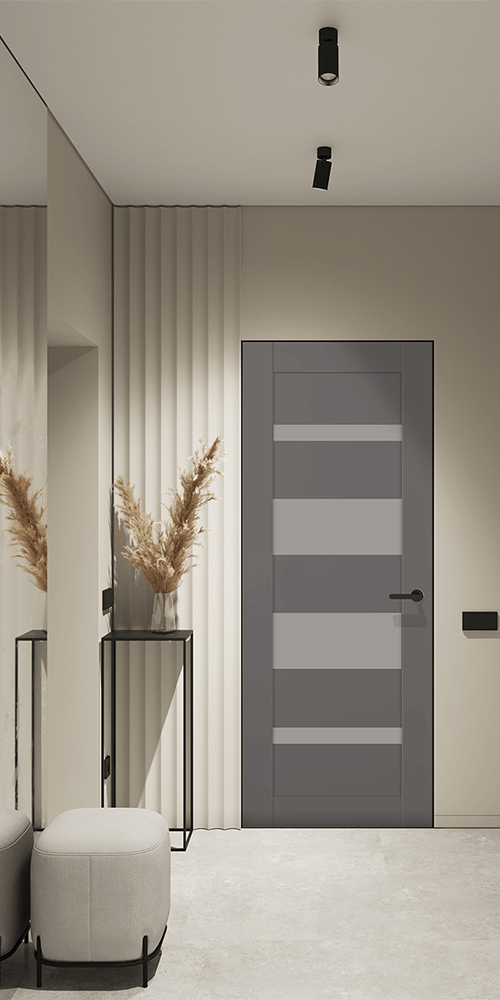 Mirella Vetro Gray Matte Frameless Belldinni Modern Interior Door