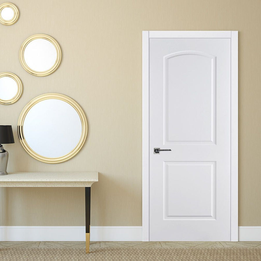 Nova 2 Panel Arched Soft White Laminated Traditional Interior Door
