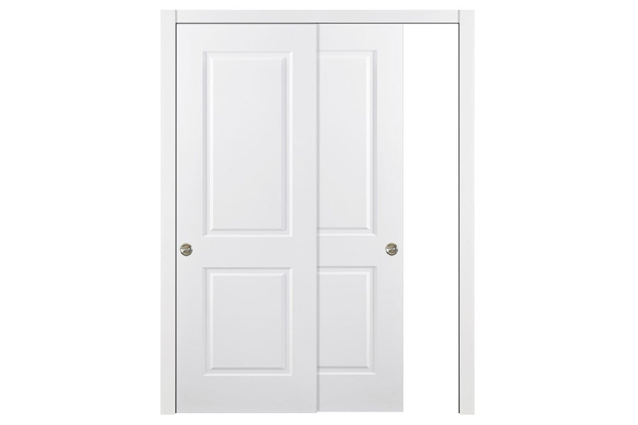 Nova 2 Panel Square Soft White Laminated Traditional interior Door | ByPass Door