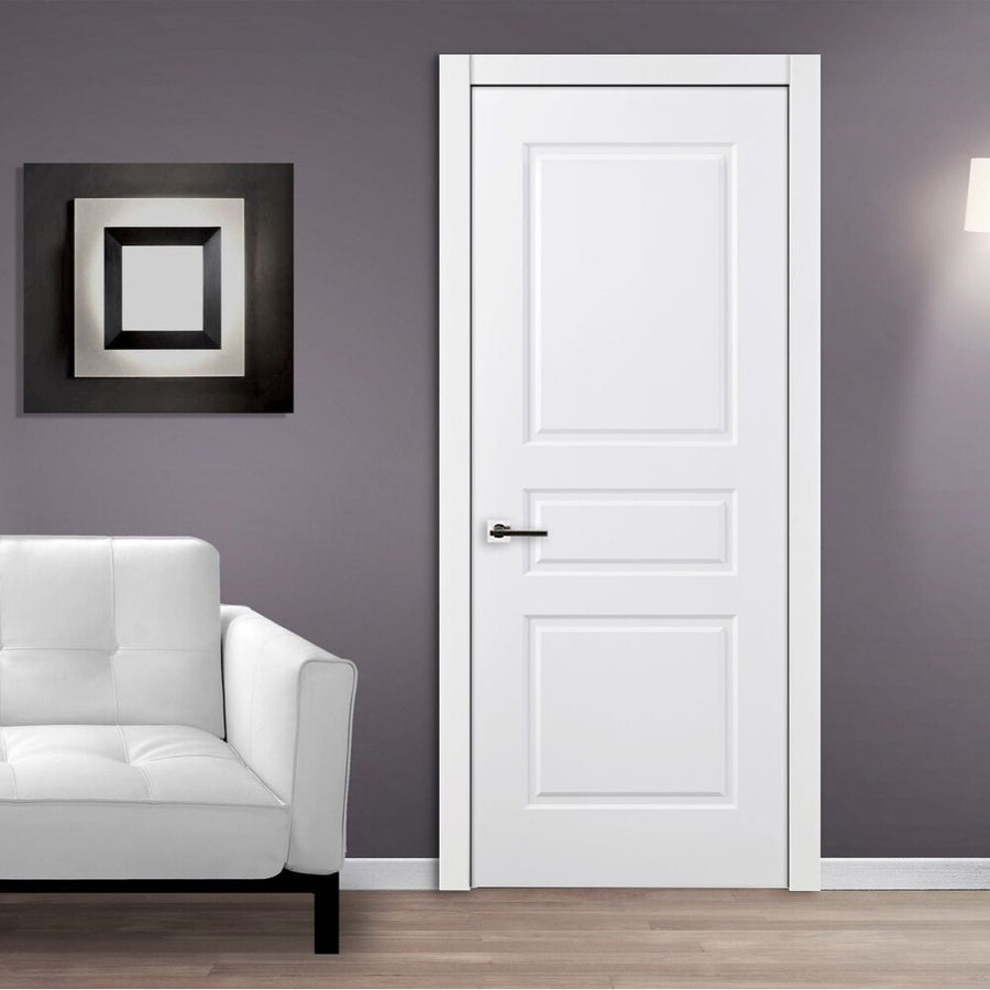 Nova 3 Panel Soft White Laminated Traditional Interior Door