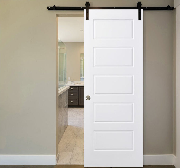 Nova 5 Panel Soft White Laminated Traditional interior Door | Barn Door