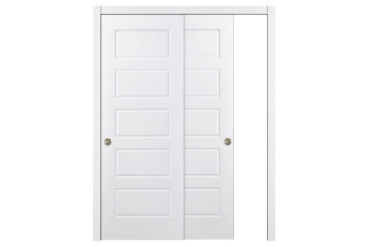 Nova 5 Panel Soft White Laminated Traditional interior Door | ByPass Door