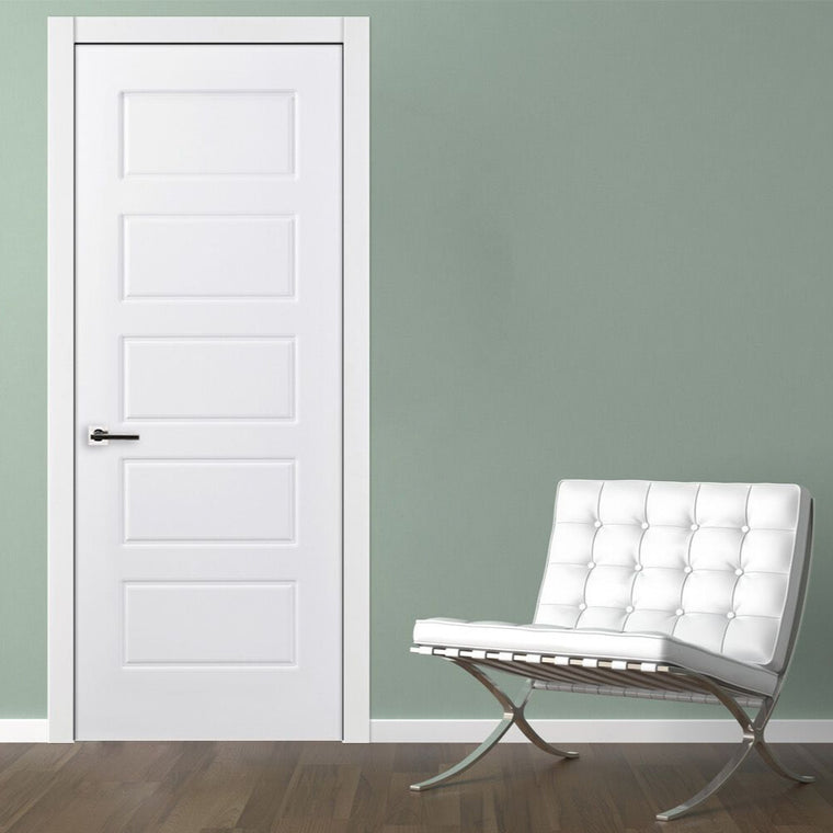 Nova 5 Panel Soft White Laminated Traditional interior Door