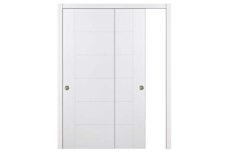 Nova Groove Soft White Laminated Traditional interior Door | ByPass Door