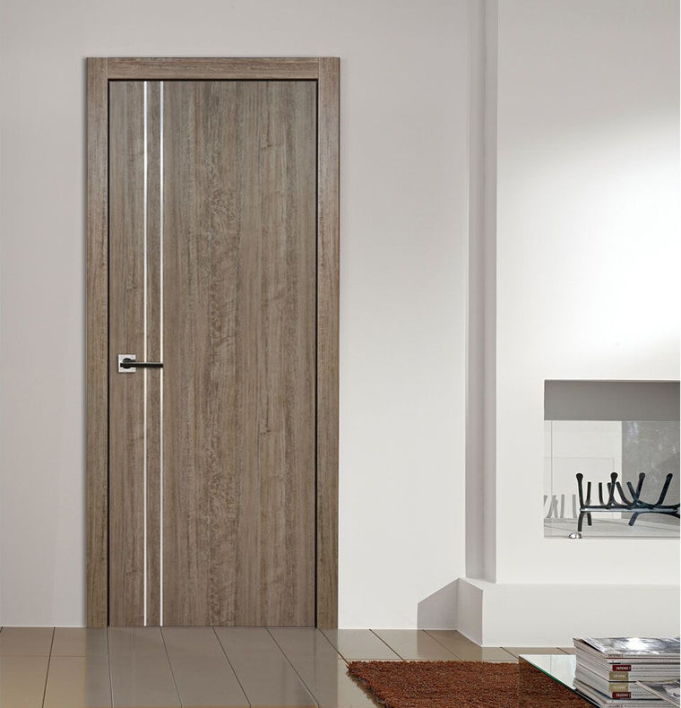 Nova HG-002V Dark Aloe Wood Laminated Modern Interior Door