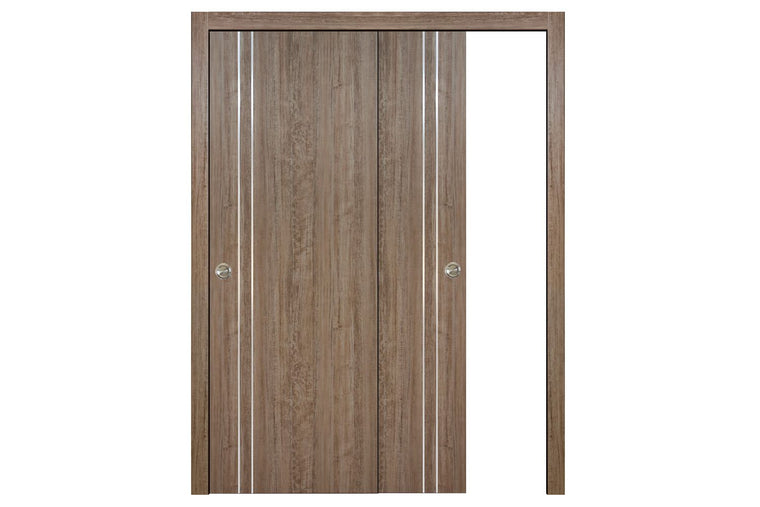 Nova HG-002V Dark Aloe Wood Laminated Modern Interior Door | ByPass Door