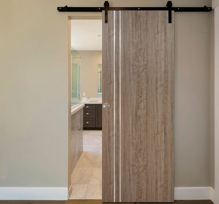 Nova HG-002V Dark Aloe Wood Laminated Modern Interior Door | Barn Door