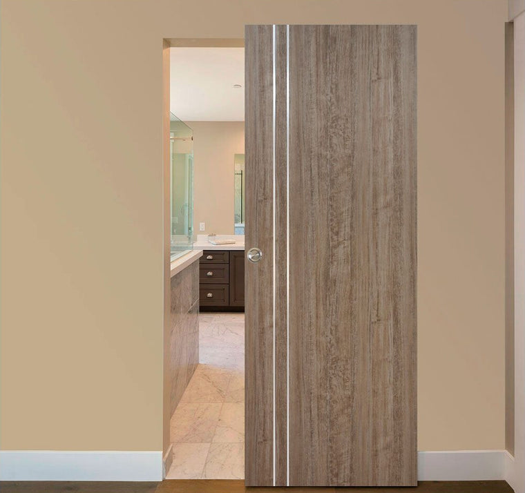 Nova HG-002V Dark Aloe Wood Laminated Modern Interior Door | Magic Door