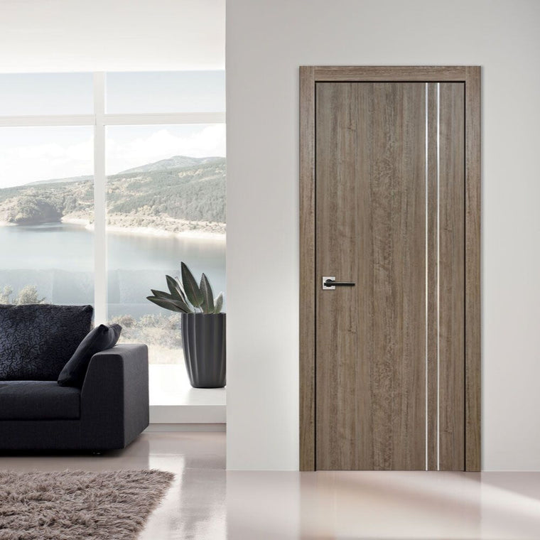 Nova HG-002VR Dark Aloe Wood Laminated Modern Interior Door