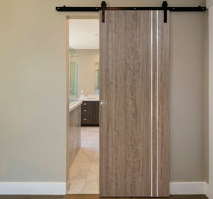 Nova HG-002VR Dark Aloe Wood Laminated Modern Interior Door | Barn Door | Buy Doors Online