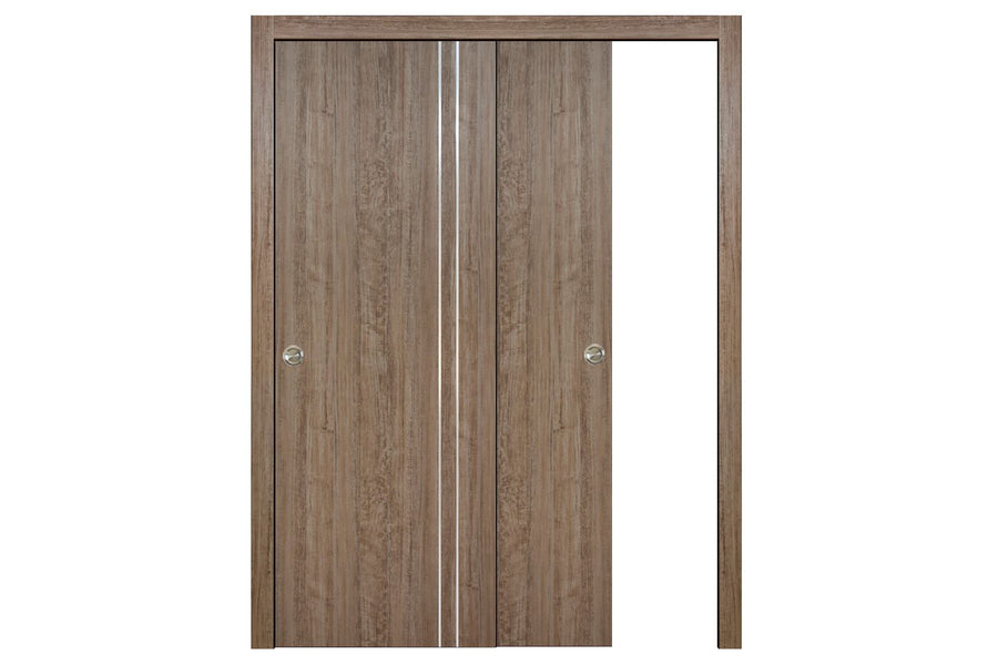 Nova HG-002VR Dark Aloe Wood Laminated Modern Interior Door | ByPass Door