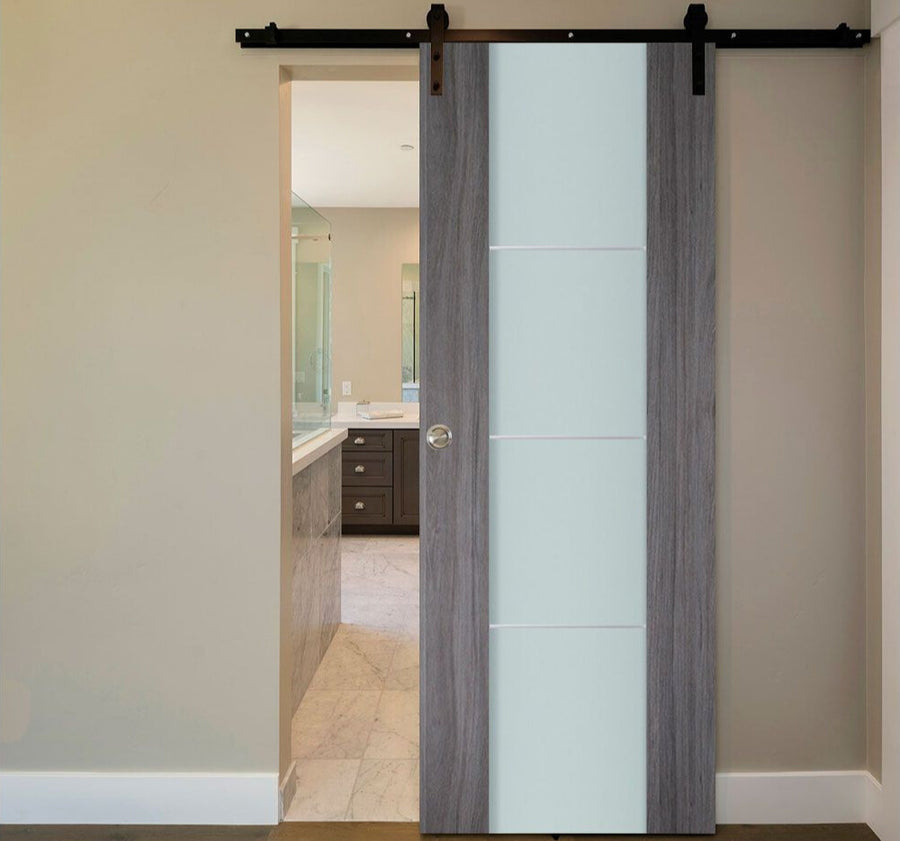 Nova Italia Vetro 1 Lite Swiss Elm Laminate Interior Door | Barn Door