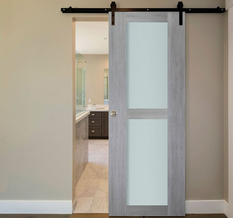 Nova Italia Vetro 2 Lite Light Grey Laminate Interior Door | Barn Door