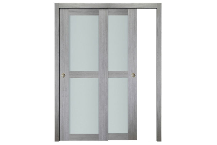 Nova Italia Vetro 2 Lite Light Grey Laminate Interior Door| ByPass Door
