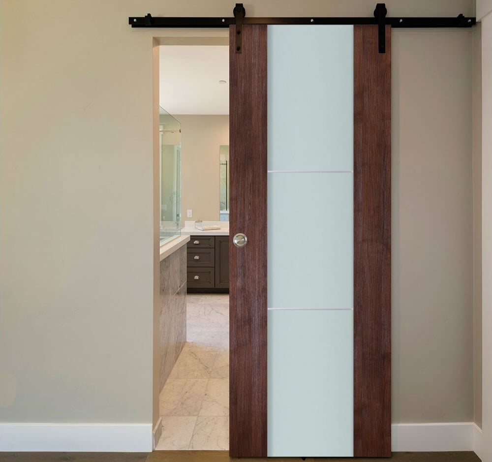 Nova Italia Vetro 2H Prestige Brown Laminate Interior Door | Barn Door