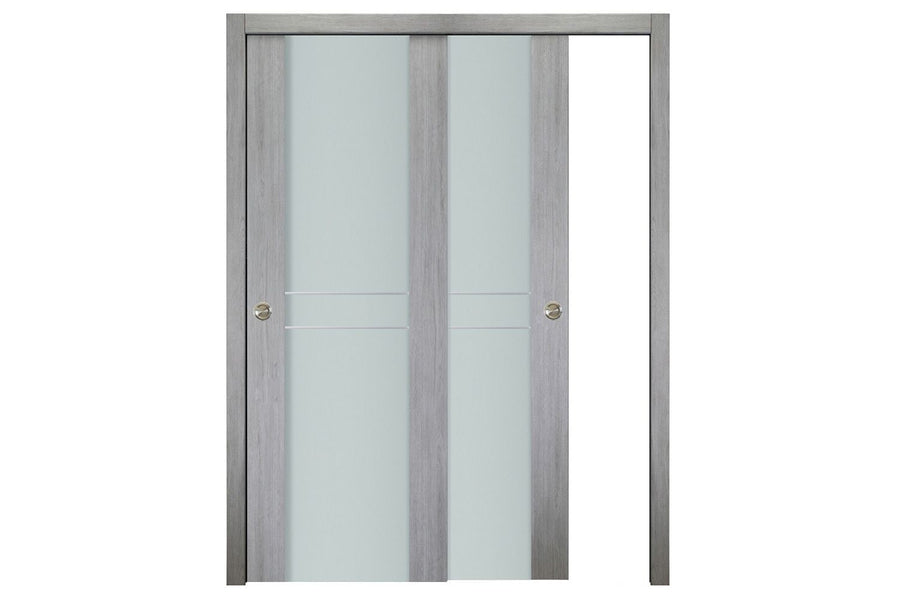 Nova Italia Vetro 2HC Light Grey Laminate Interior Door| ByPass Door