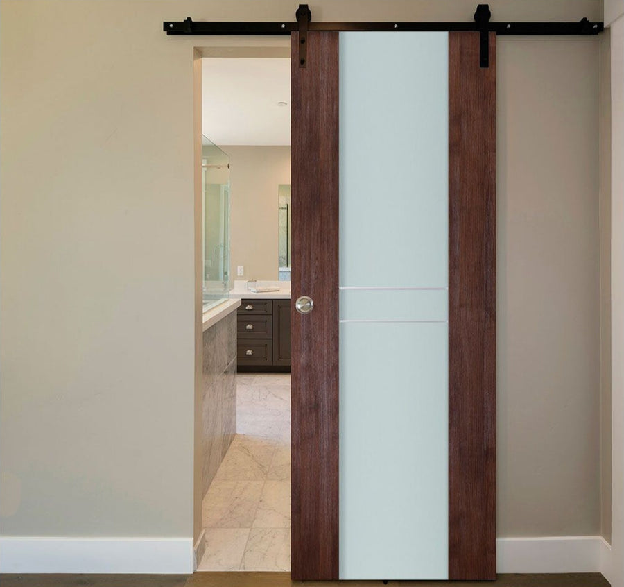 Nova Italia Vetro 2HC Prestige Brown Laminate Interior Door | Barn Door
