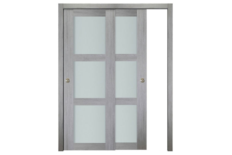 Nova Italia Vetro 3 Lite Light Grey Laminate Interior Door| ByPass Door