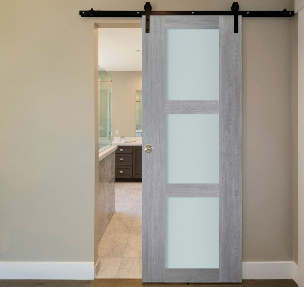 Nova Italia Vetro 3 Lite Light Grey Laminate Interior Door | Barn Door