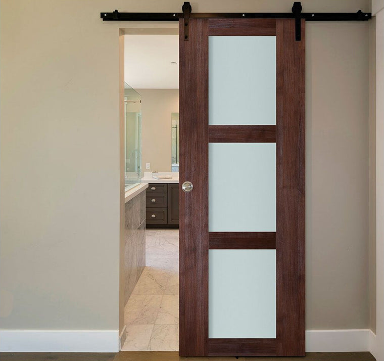 Nova Italia Vetro 3 Lite Prestige Brown Laminate Interior Door | Barn Door