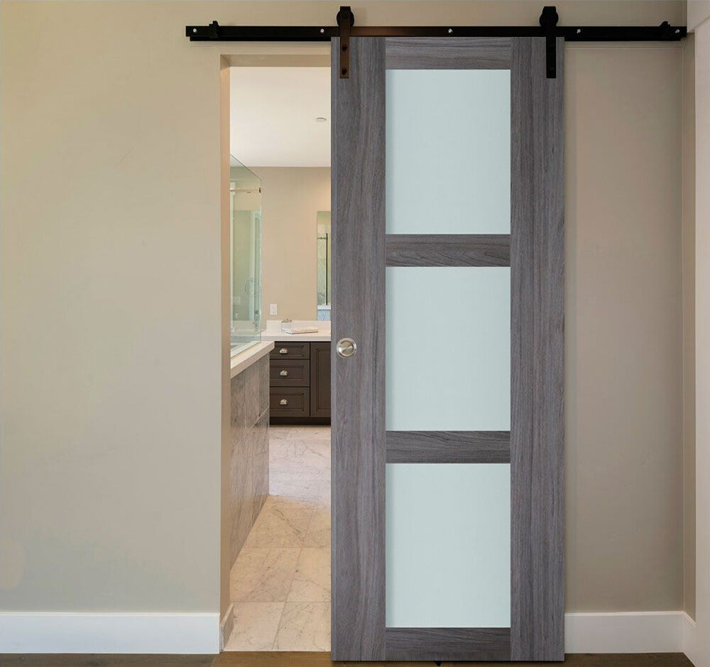 Nova Italia Vetro 3 Lite Swiss Elm Laminate Interior Door | Barn Door